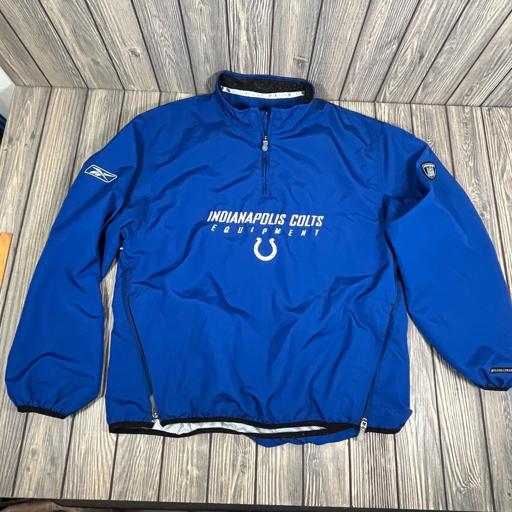 Reebok Indianapolis Colts Jacket Men Medium Blue 1/4 Zip Windbreaker NFL Gear